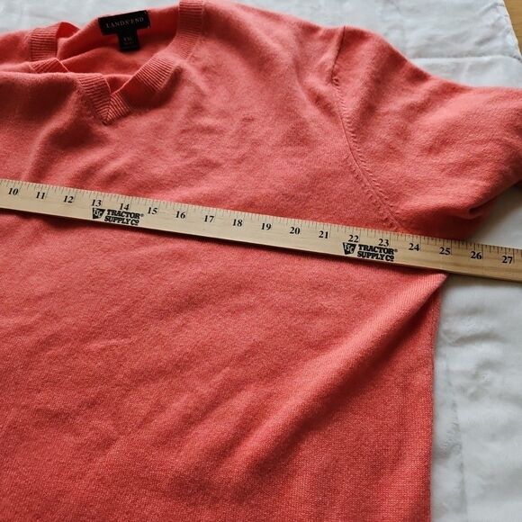 Lands End Mens 100% Cashmere Sweater 2XL 50-52 Heathered Orange V Neck Luxury - Picture 4 of 7